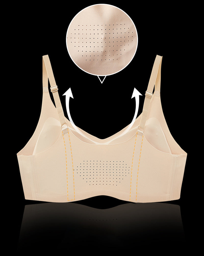 Sujetador tipo top push-up sin costuras y transpirable con escote en V para mujer, con dos almohadillas moldeadoras extraíbles