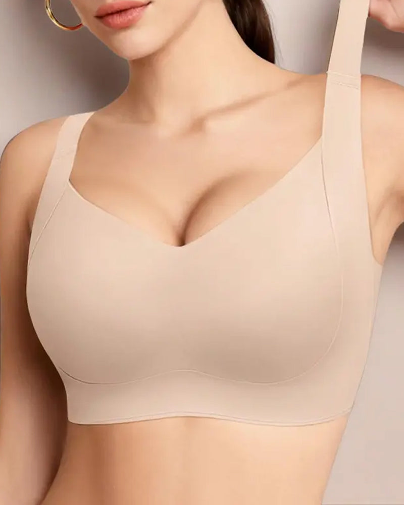 Sujetador push-up de gel con cobertura sin aros, tirantes de doble grosor