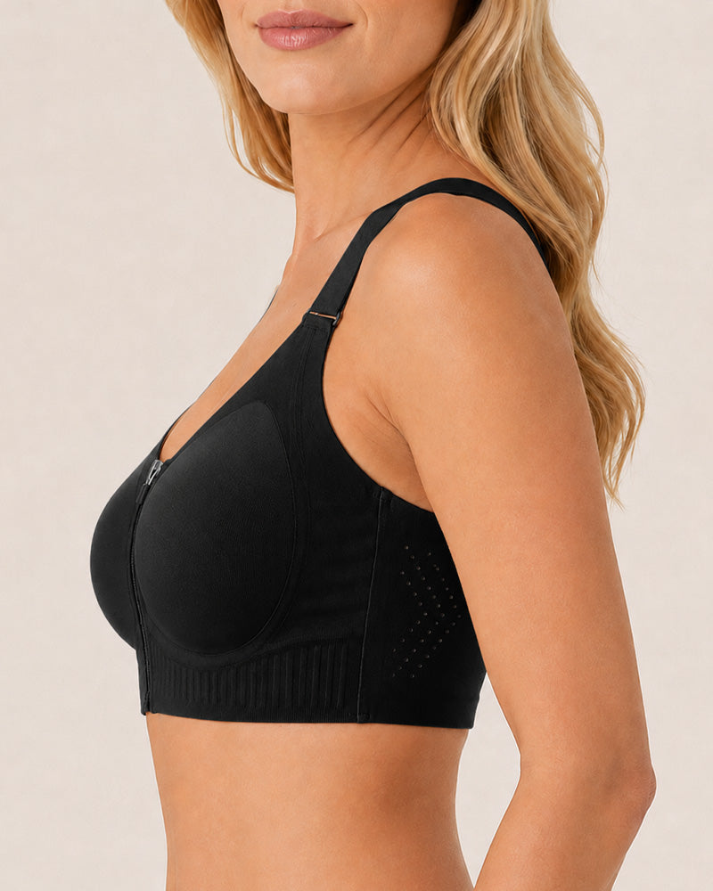 Reggiseno gilet push-up senza cuciture traspirante con zip frontale