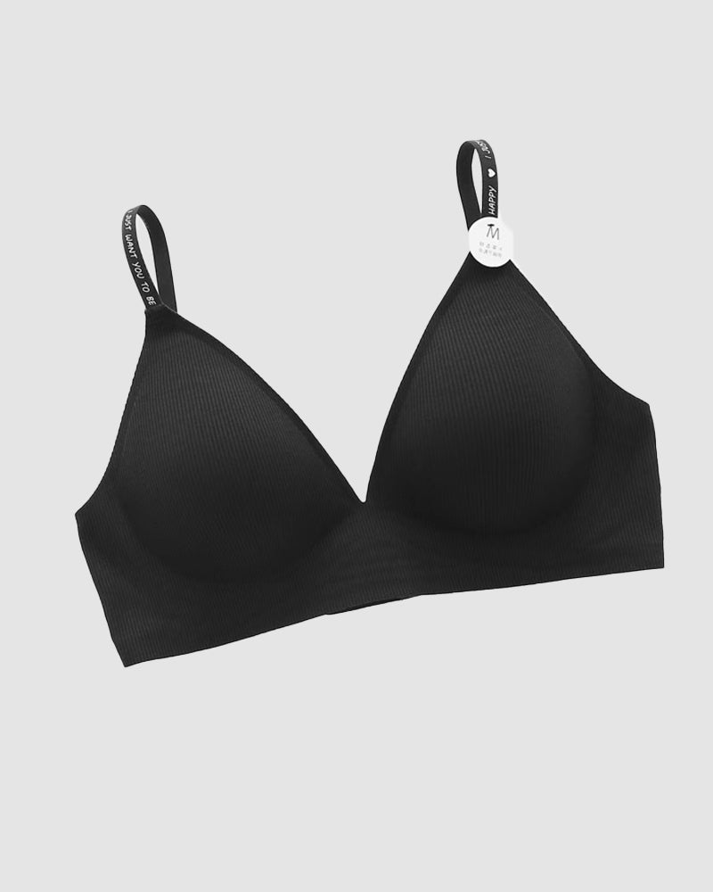Soutien-gorge confort sans armatures à fines bretelles et décolleté en V profond