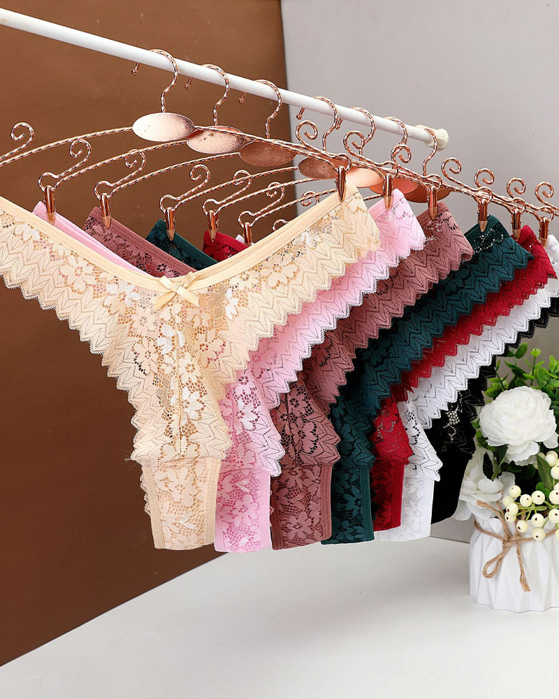 Lot de strings sexy transparents en dentelle florale