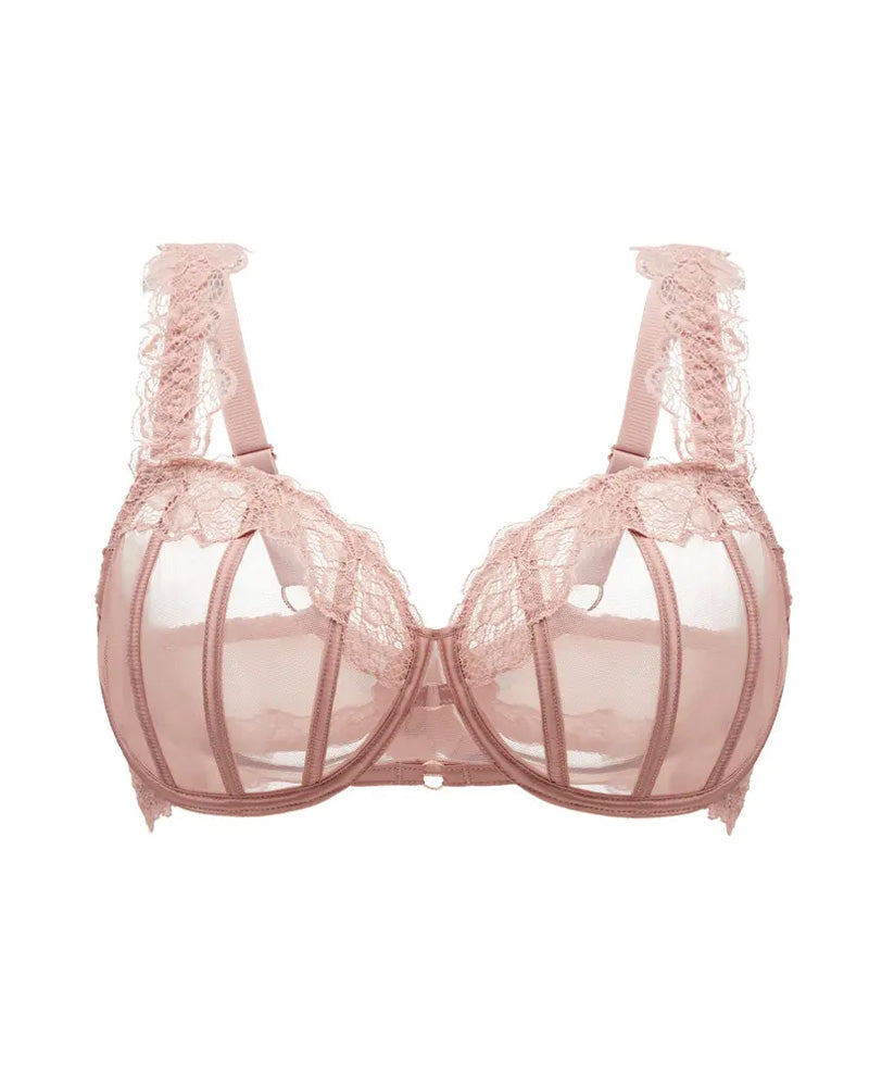Sexy push-up-bh i gjennomsiktig blonder og tyll