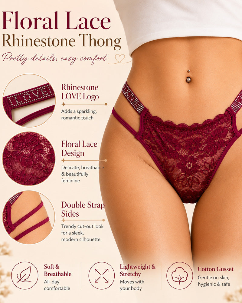 Confezioni multiple di sexy perizomi in pizzo trasparente con strass