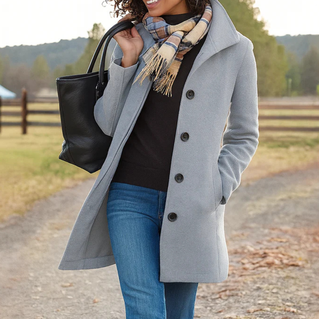 Greta · Cappotto in tessuto con sciarpa in omaggio