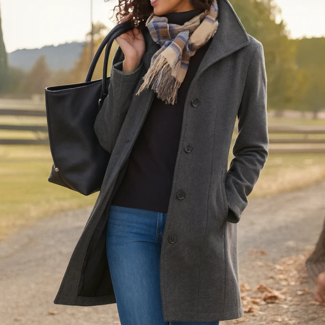 Greta · Cappotto in tessuto con sciarpa in omaggio