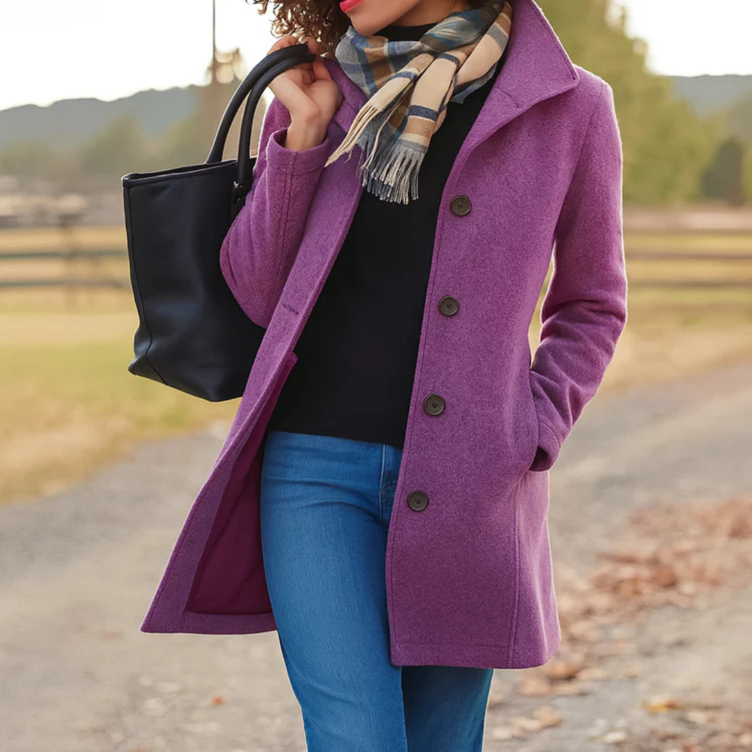 Greta · Cappotto in tessuto con sciarpa in omaggio