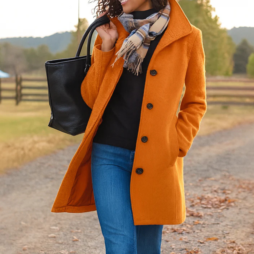 Greta · Cappotto in tessuto con sciarpa in omaggio