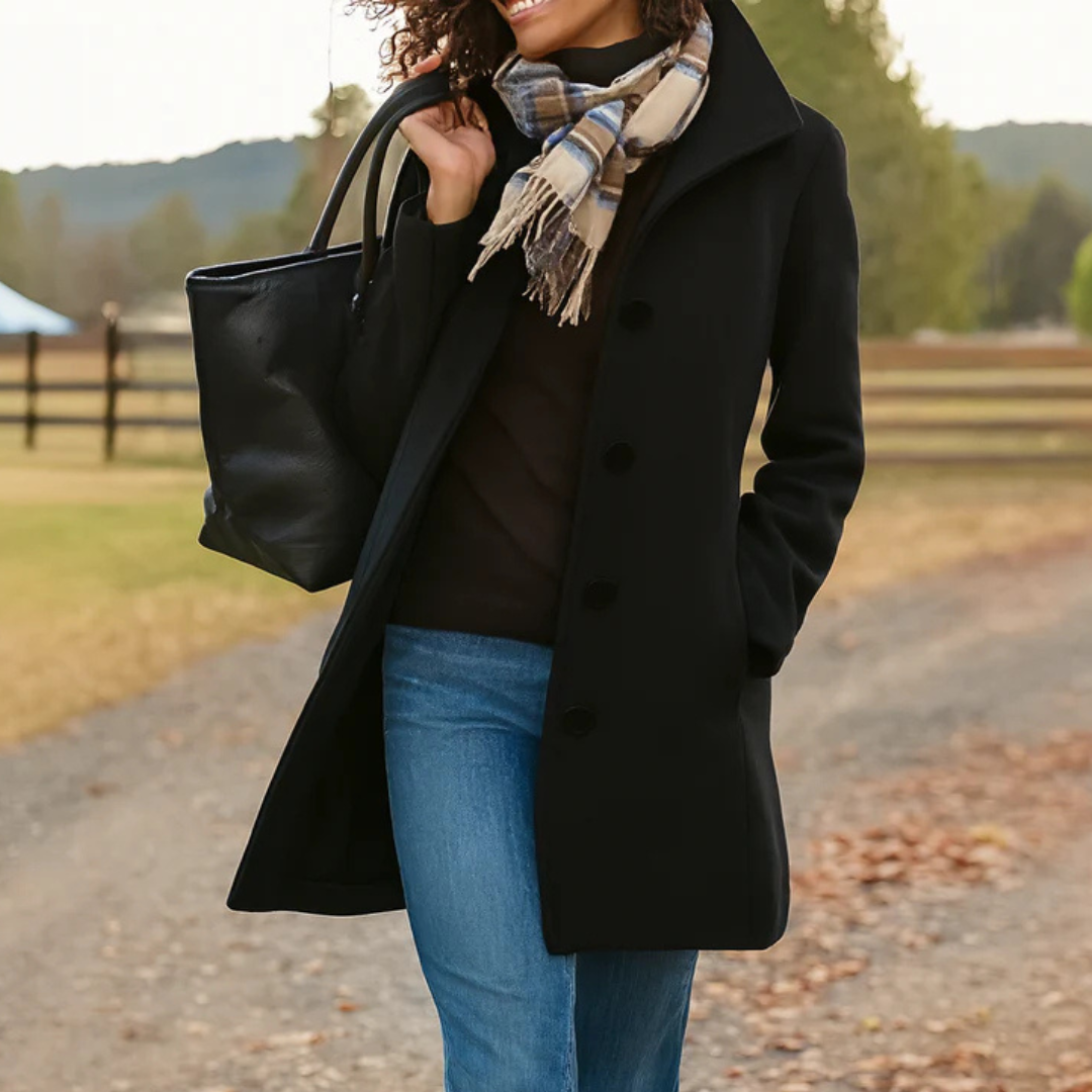 Greta · Cappotto in tessuto con sciarpa in omaggio