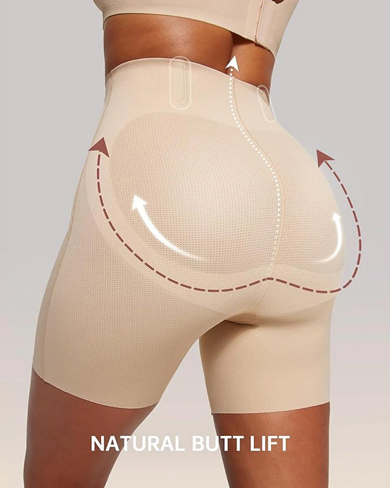 Pantalones cortos moldeadores transpirables sin costuras para mujer, de cintura alta, que reducen el abdomen y realzan los glúteos