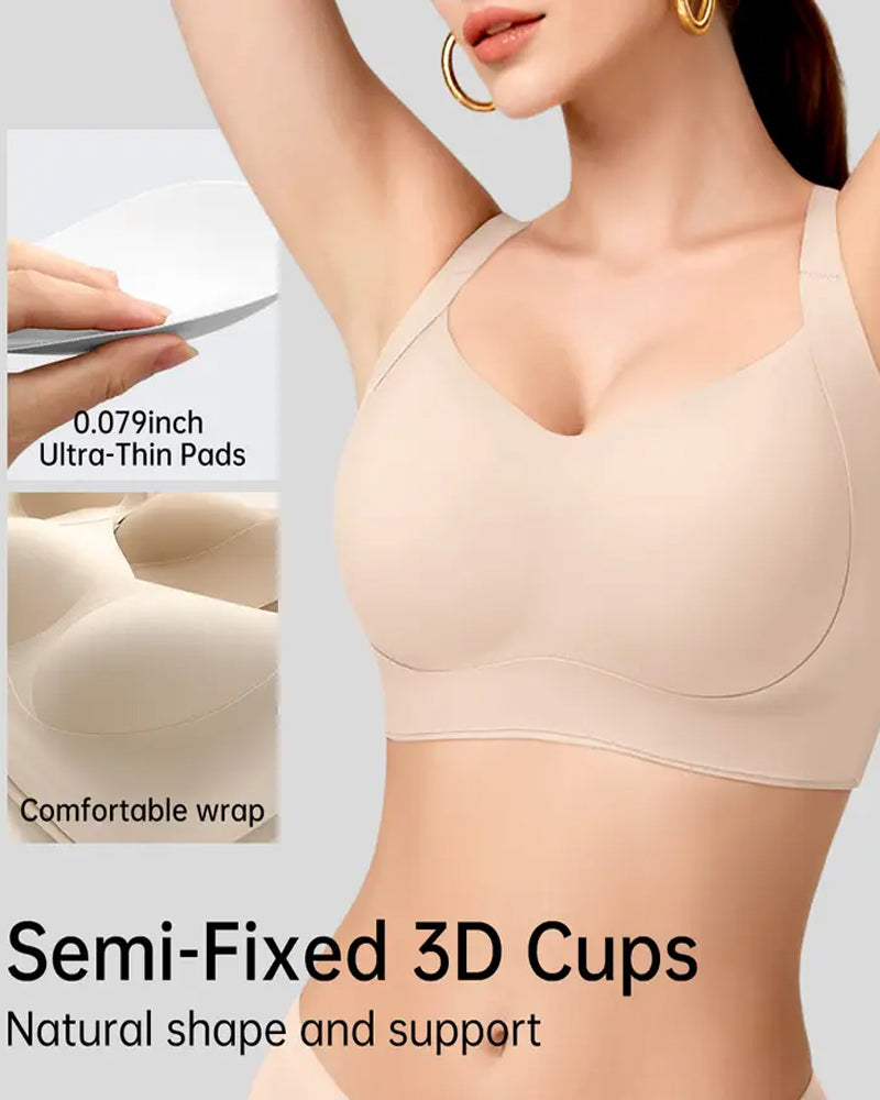 Sujetador push-up de gel con cobertura sin aros, tirantes de doble grosor