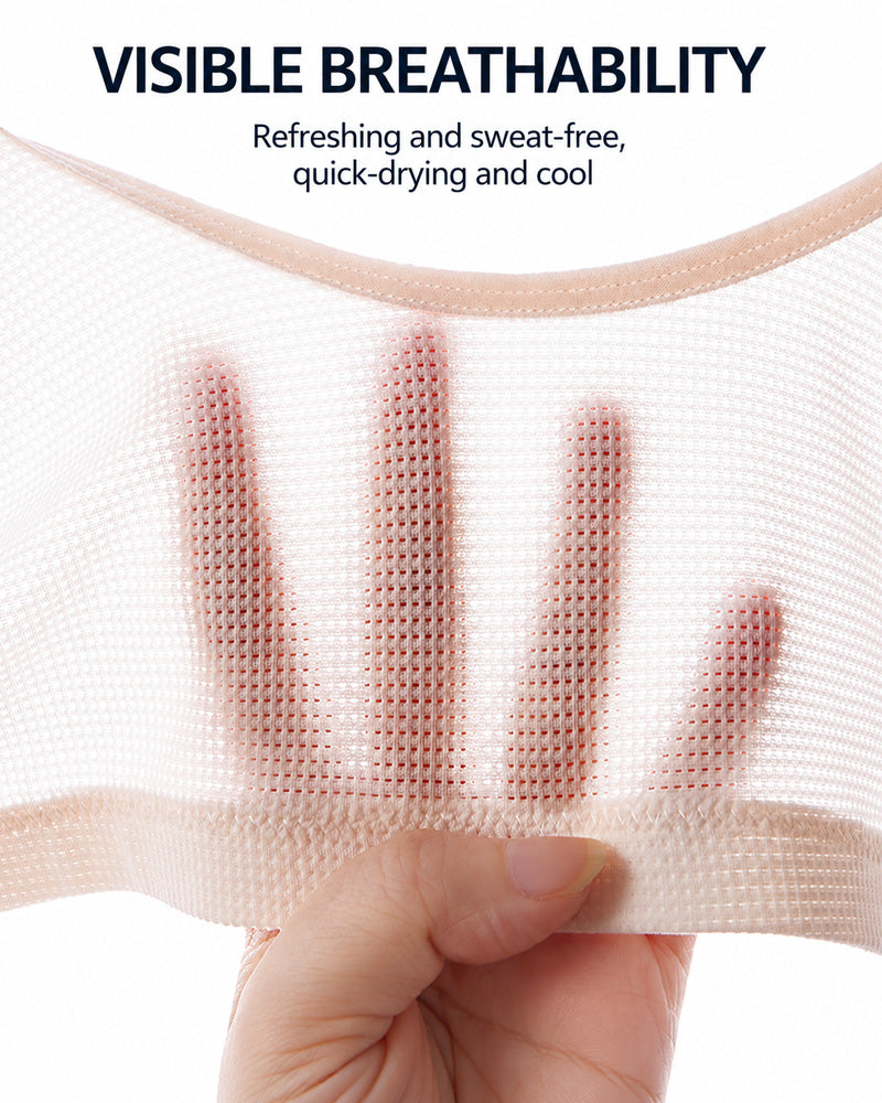 Brassière de sport ultra-fine et respirante en maille, sans coutures ni armatures, à fermeture sur le devant