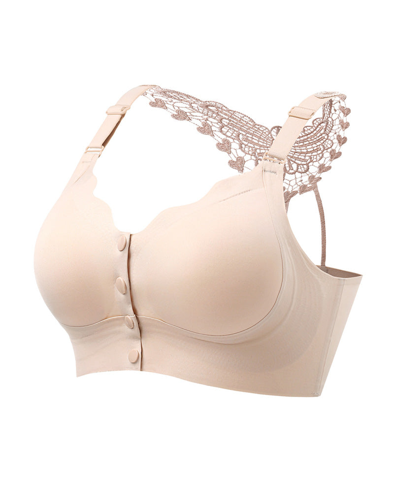 Sujetador push-up sin costuras con cierre delantero y espalda de mariposa