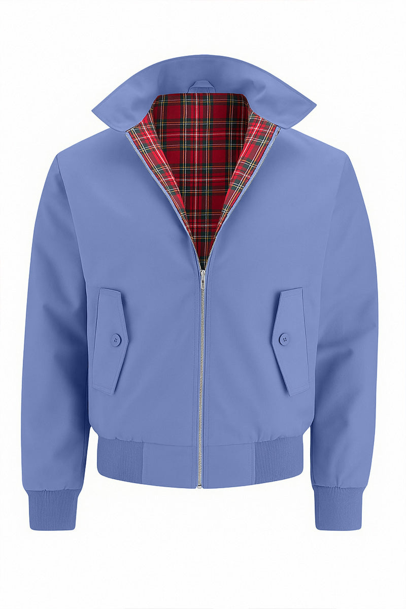 Chaqueta Harrington clásica para hombre con forro de tartán