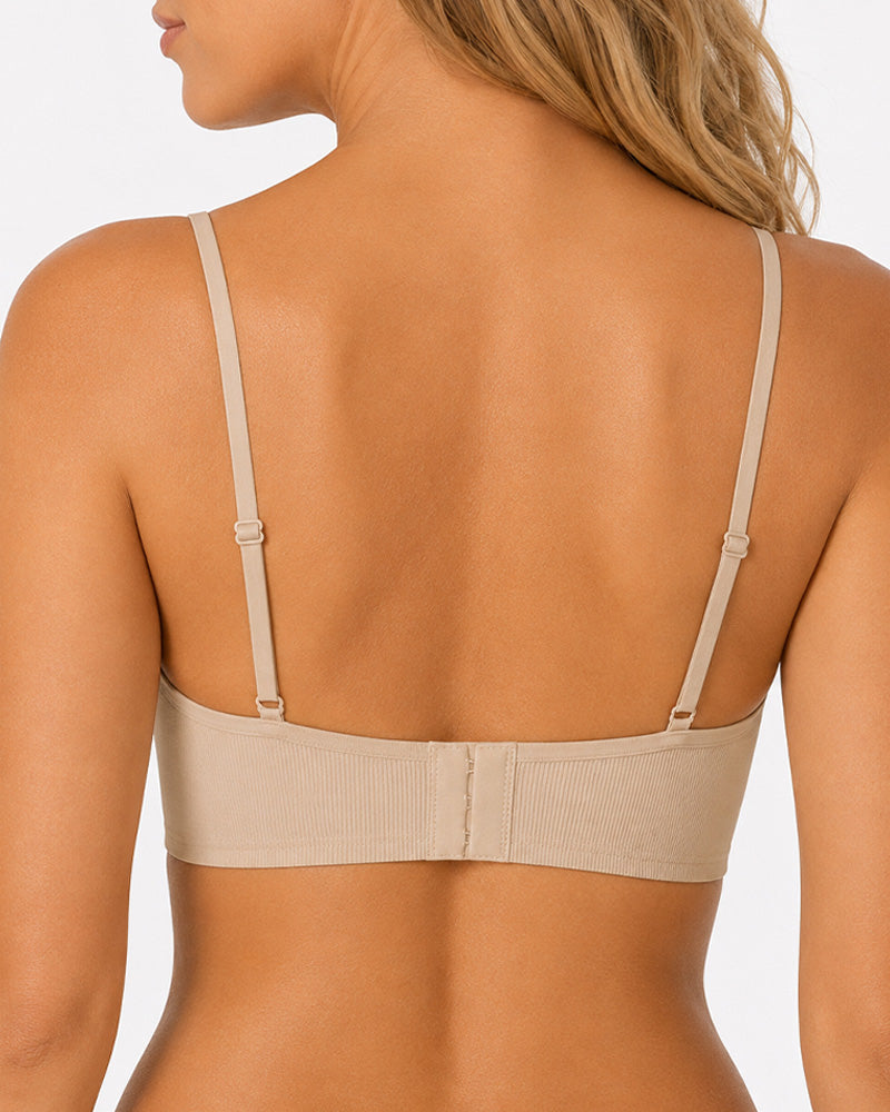 Lot de 2 soutiens-gorge push-up sans armatures, à dentelle sans couture et décolleté en V profond