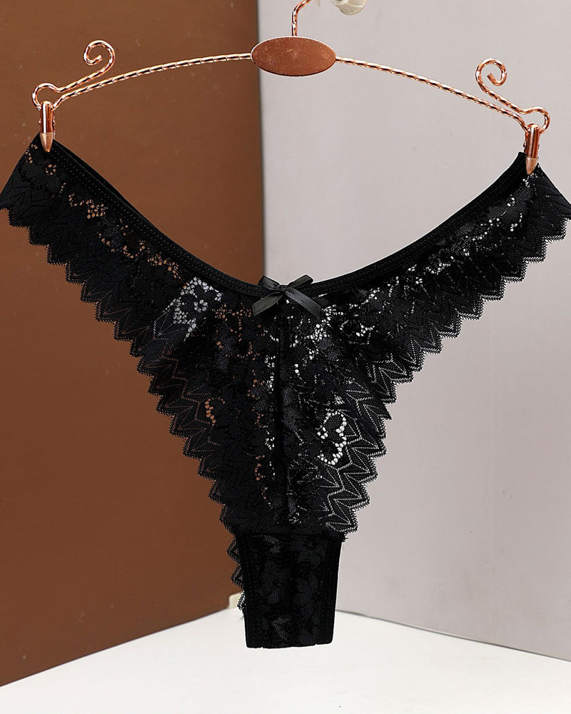 Lot de strings sexy transparents en dentelle florale