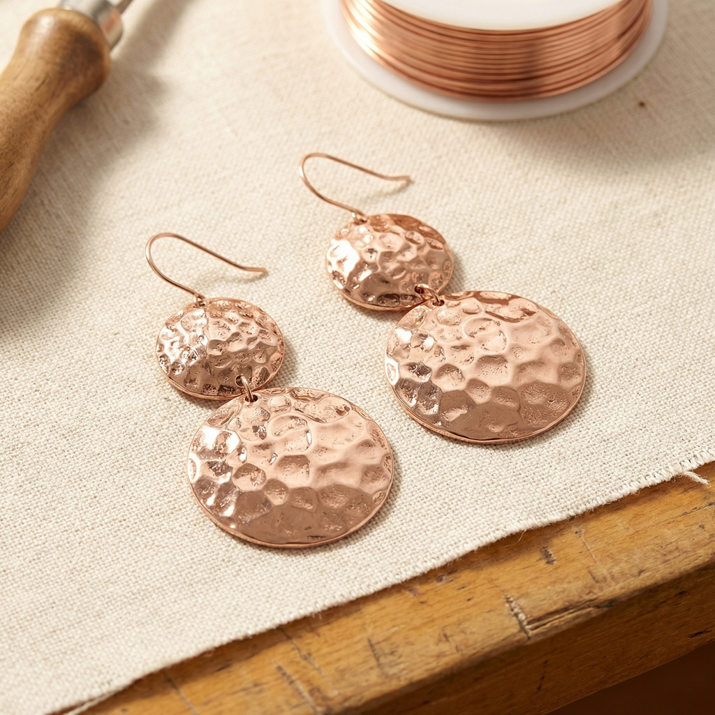 Boucles d'oreilles Solstice en cuivre