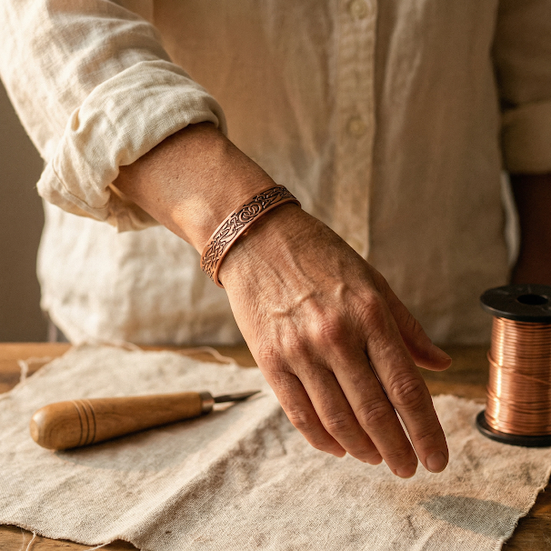 Bracelet botanique en cuivre