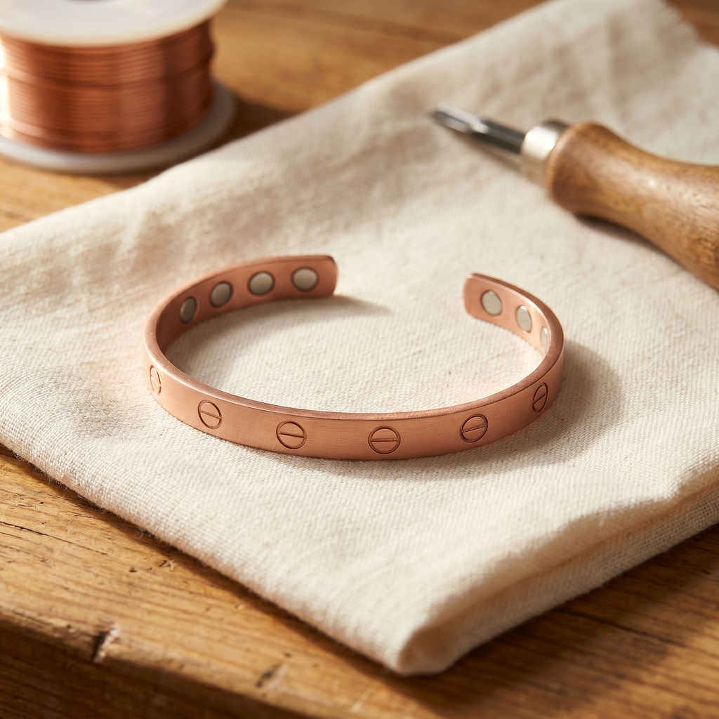 Bracelet en cuivre avec rivets