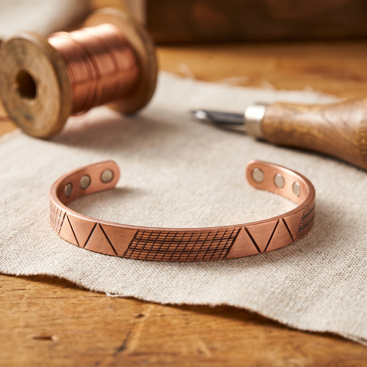 Geometrisk kobberarmbånd