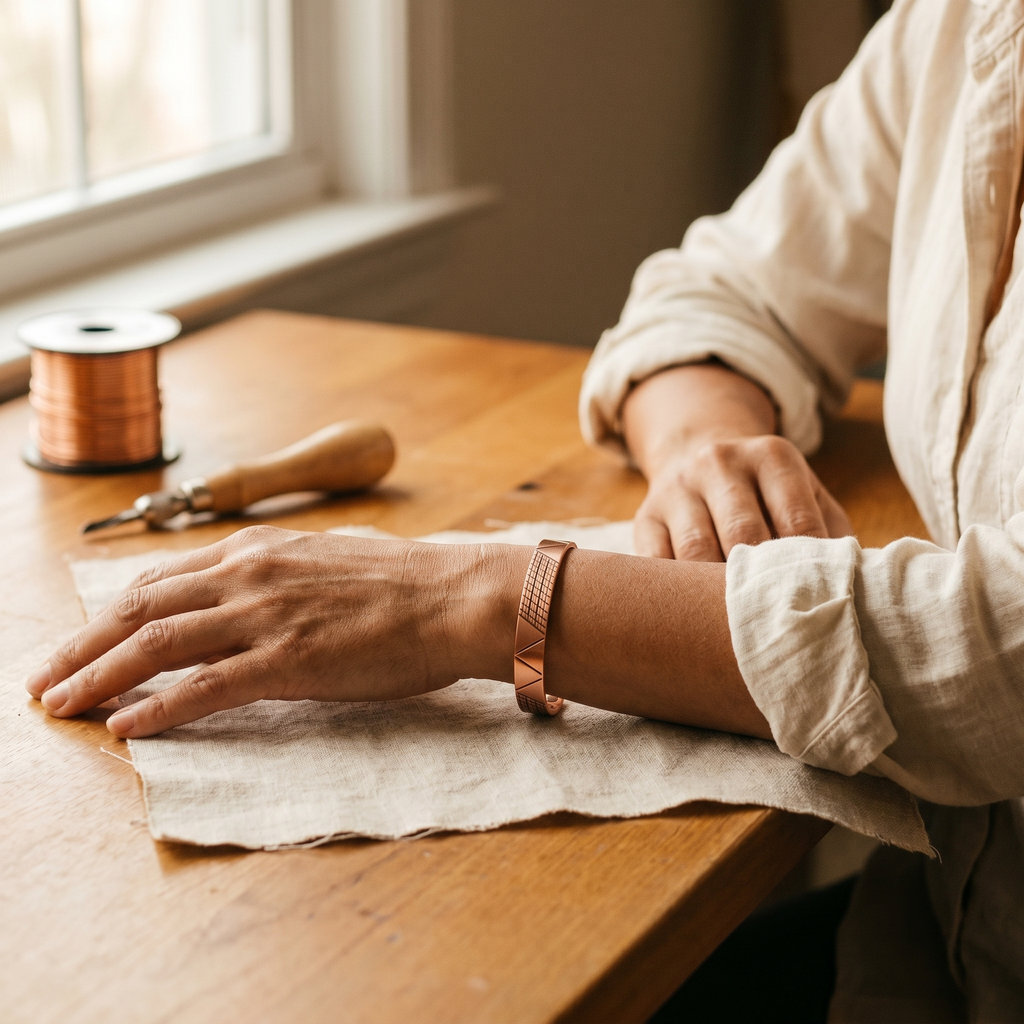 Geometrisk kobberarmbånd