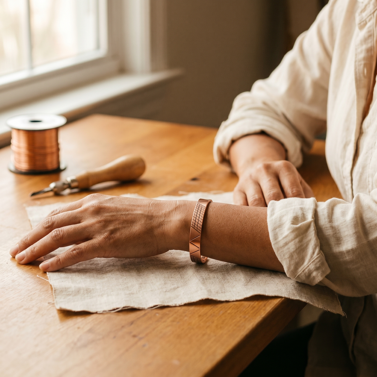 Geometrisk kobberarmbånd