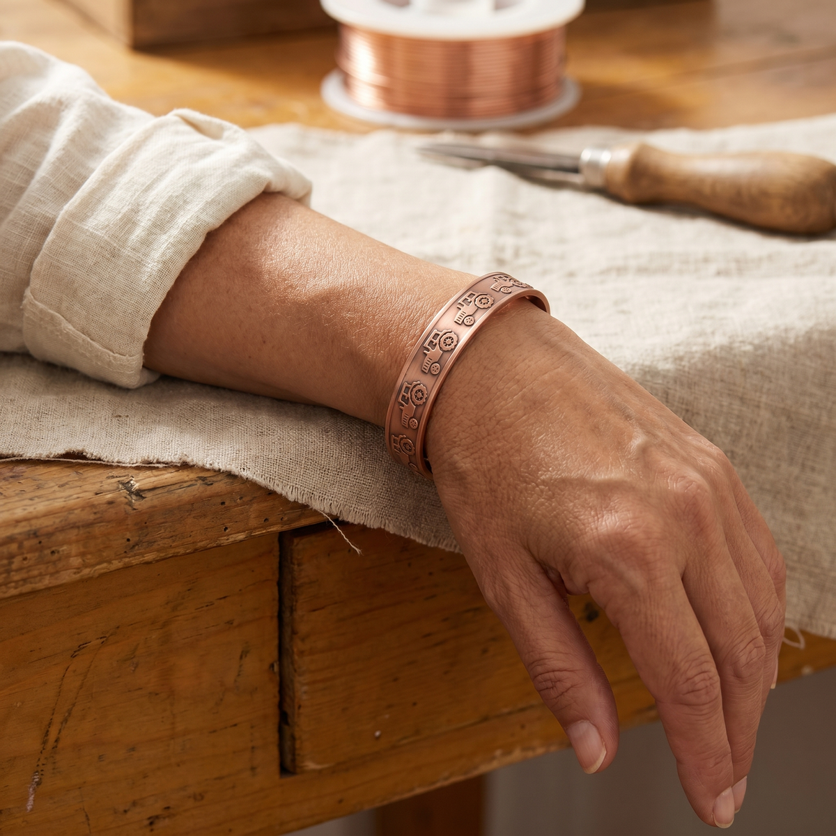 Bracelet en cuivre martelé