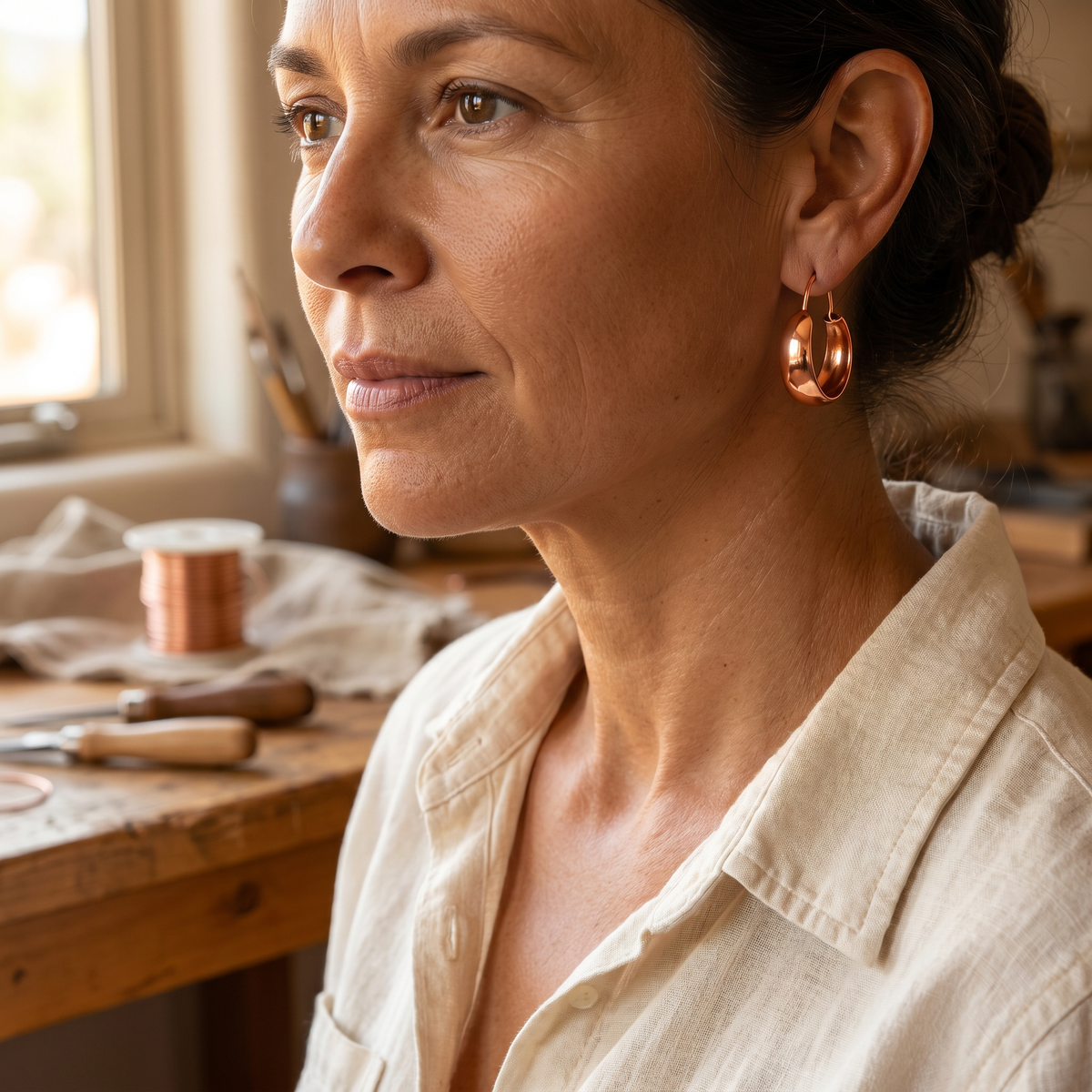 Boucles d'oreilles créoles en cuivre