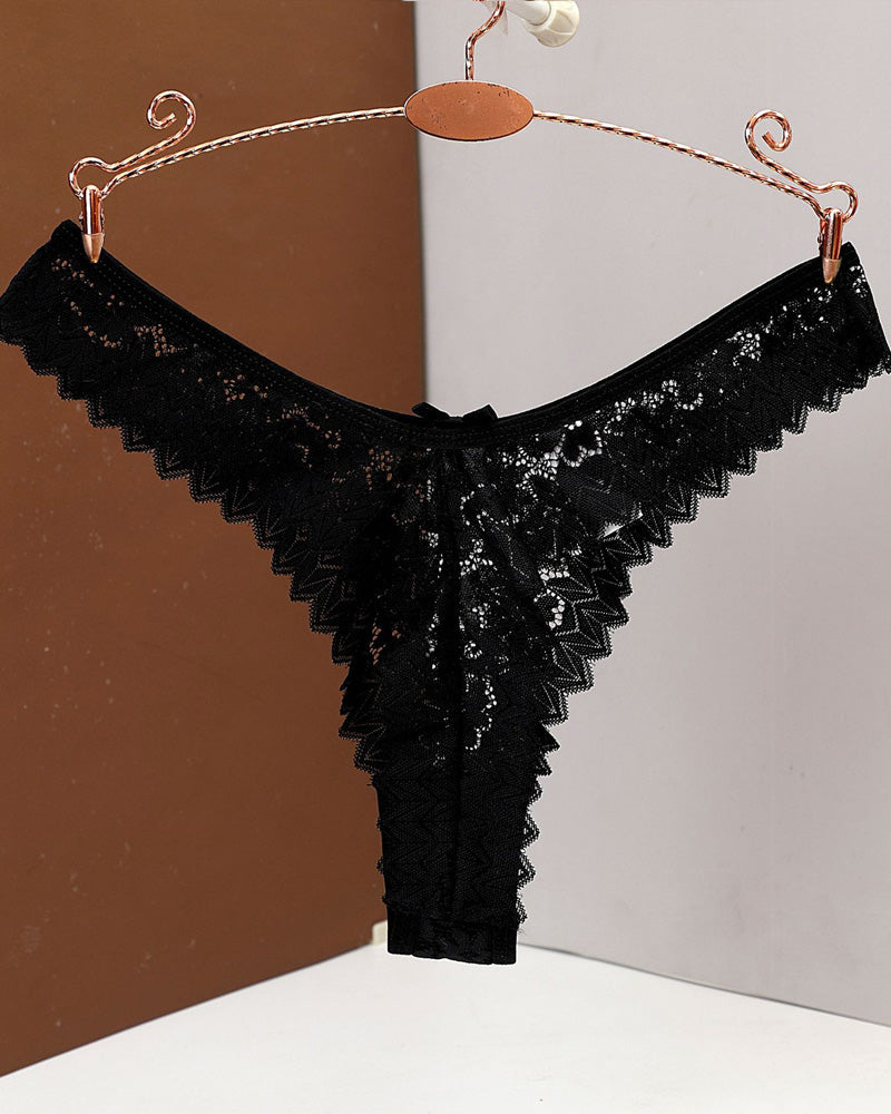 Lot de strings sexy transparents en dentelle florale