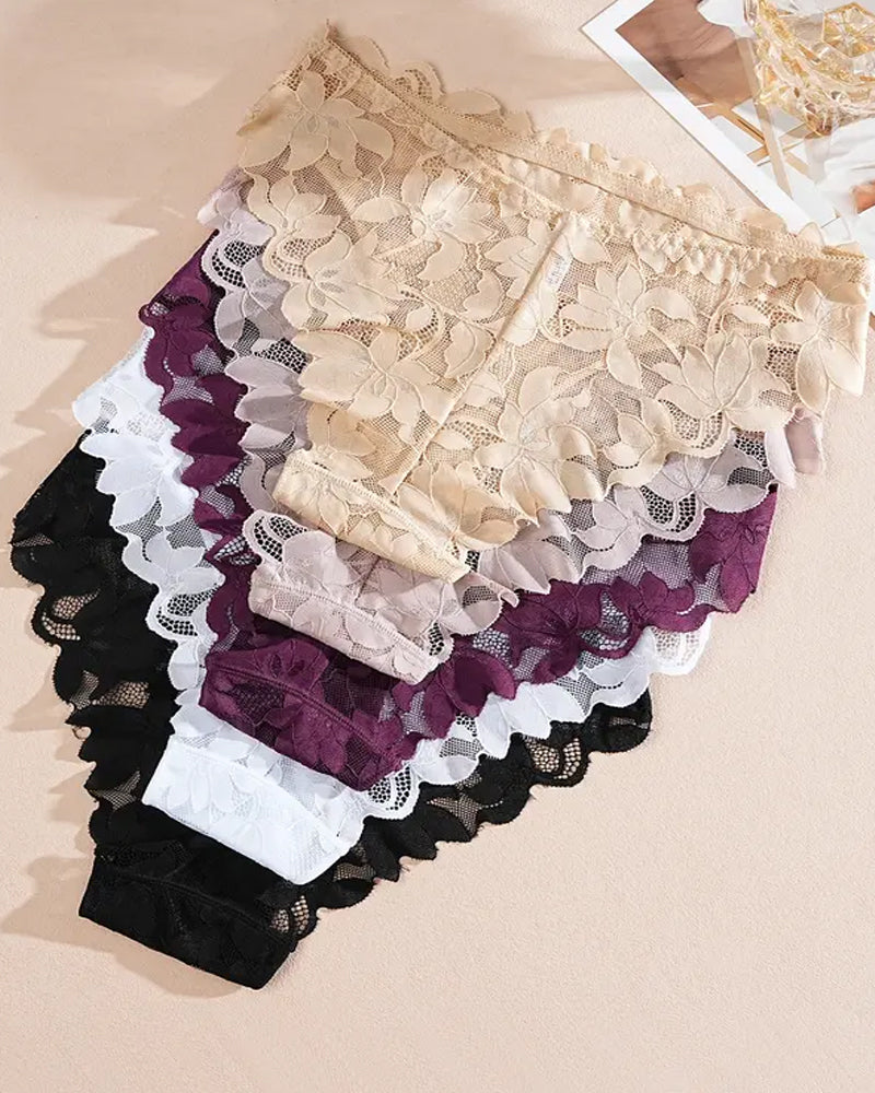 Mutandoni sexy in pizzo floreale e tulle traspirante