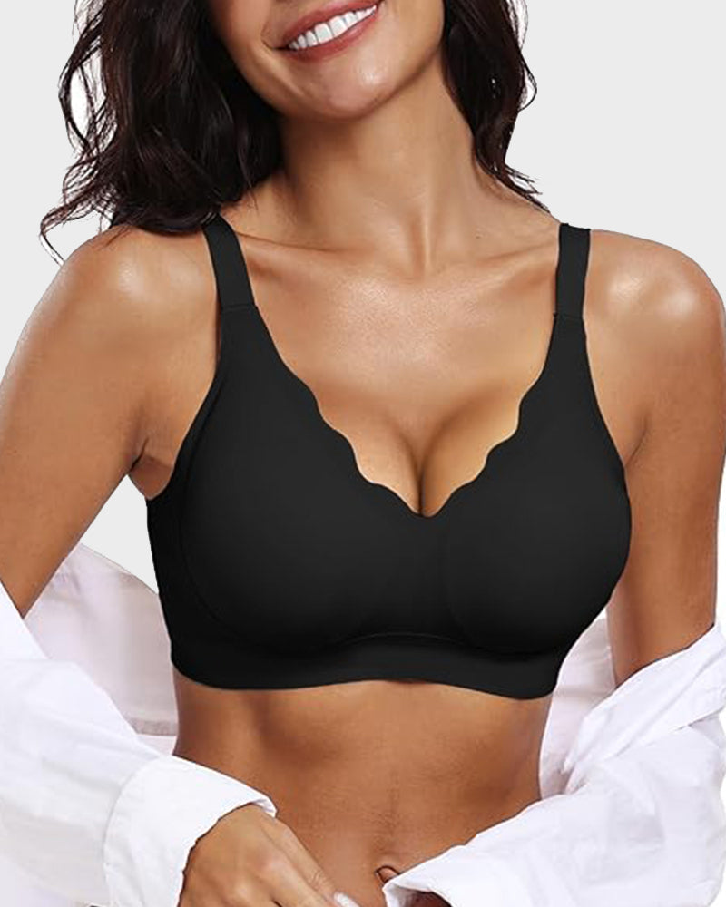 Reggiseno push-up levigante senza cuciture con bordo ondulato