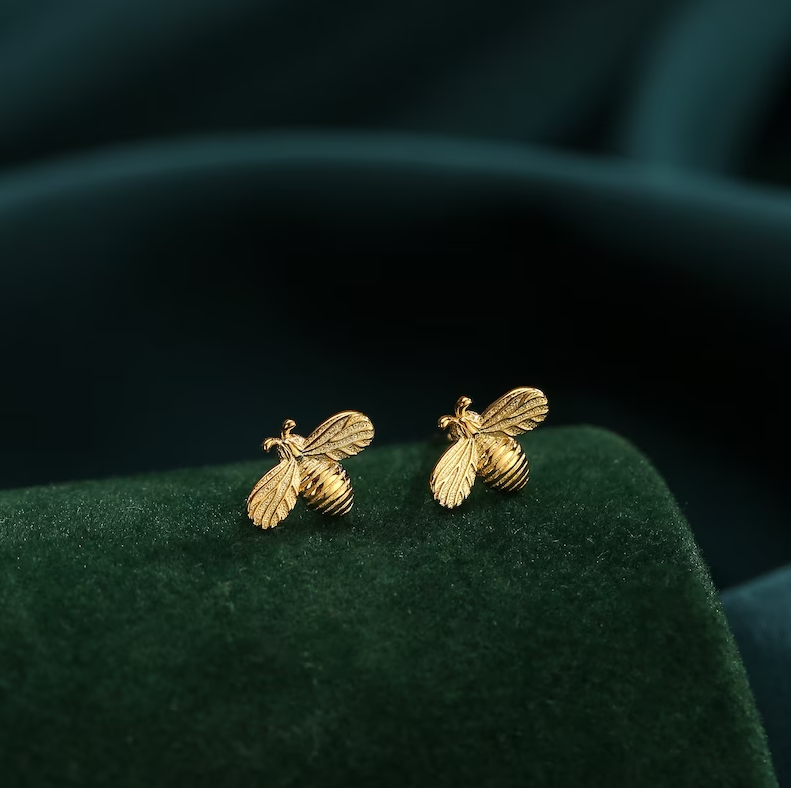Boucles d'oreilles vintage en forme d'abeille en or