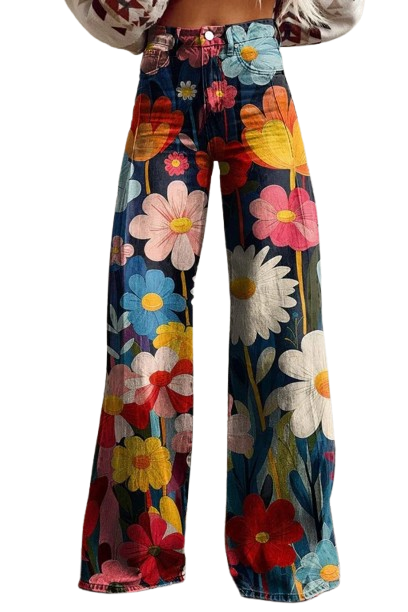 Pantalones boho vintage estampados de primavera