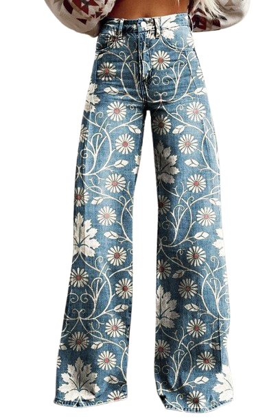 Pantalon bohème vintage à fleurs