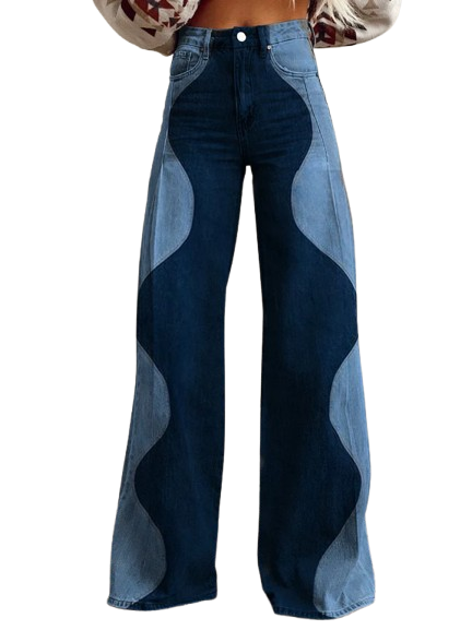 Pantalon bohème vintage bleu marine
