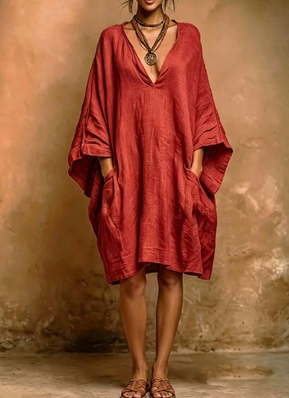 Oversized, flytende kjole med naturlig boho-sjarme