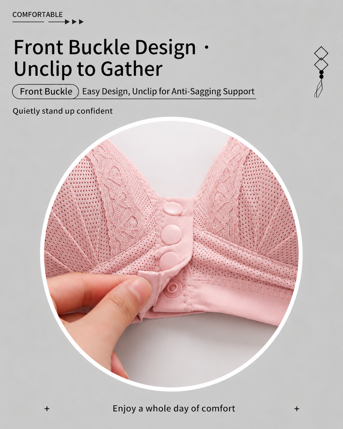 Set di 3 reggiseni in jacquard senza ferretto con chiusura frontale