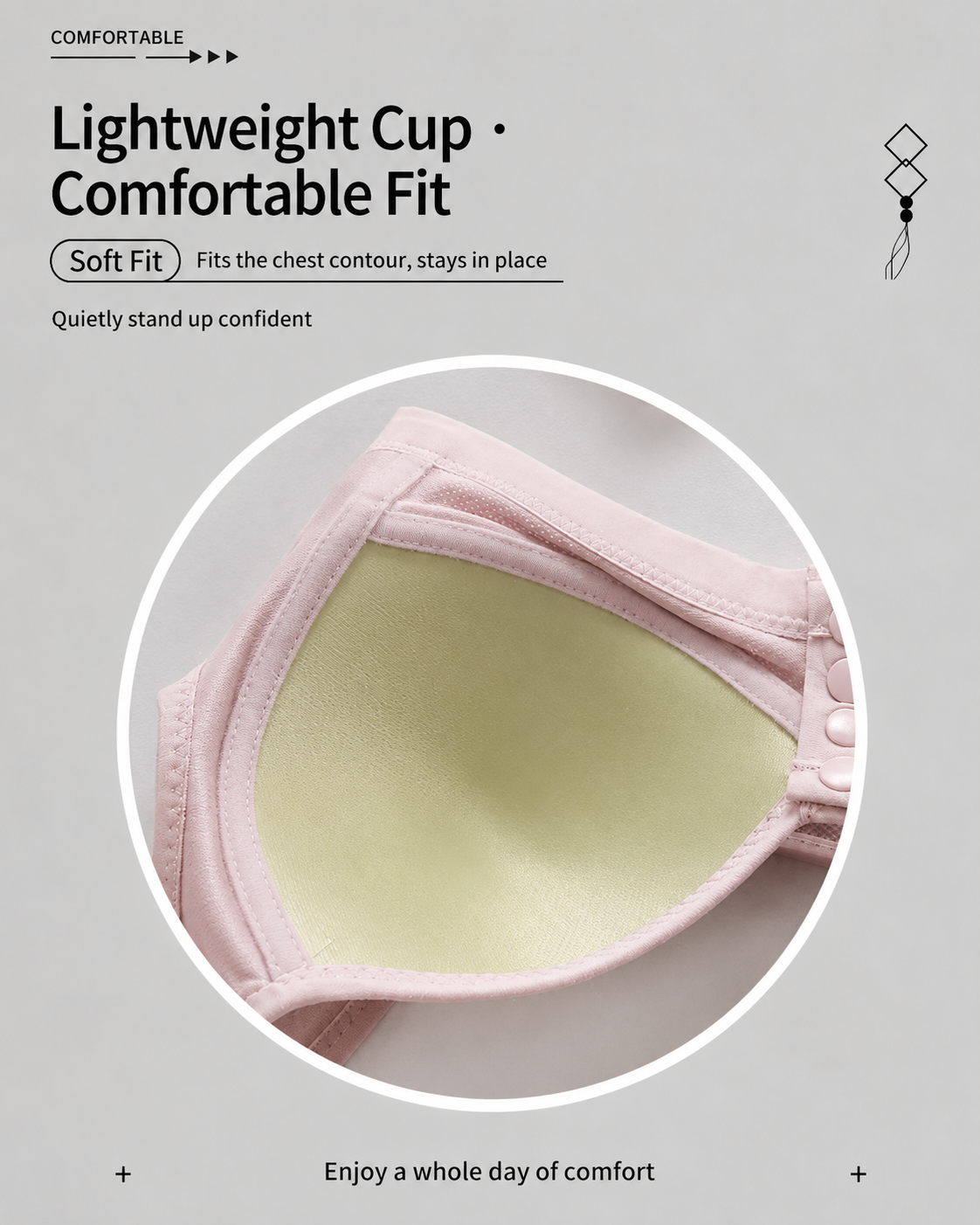 Set di 3 reggiseni in jacquard senza ferretto con chiusura frontale