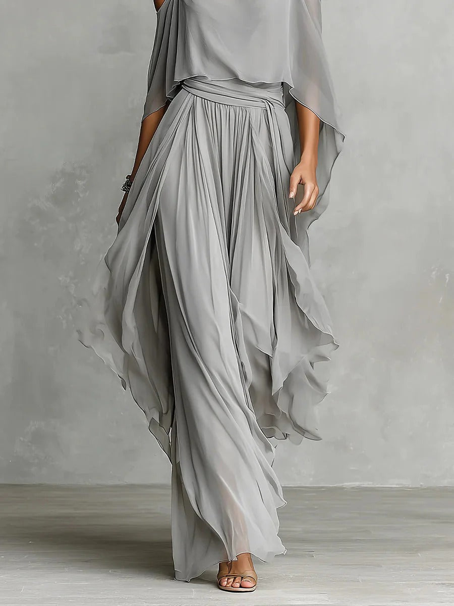 Completo fluido grigio a due pezzi Julia