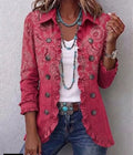 Isotta | Chaqueta vintage con estampado de cachemira y volantes