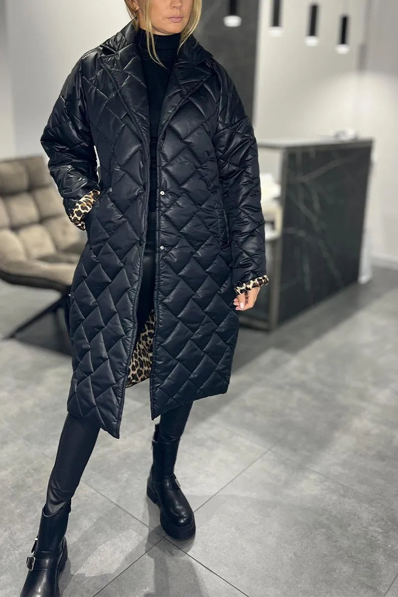 Manteau matelassé réversible léopard