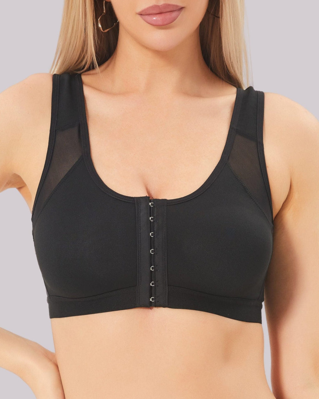 Reggiseno sollevante anti-slogamento con chiusura frontale