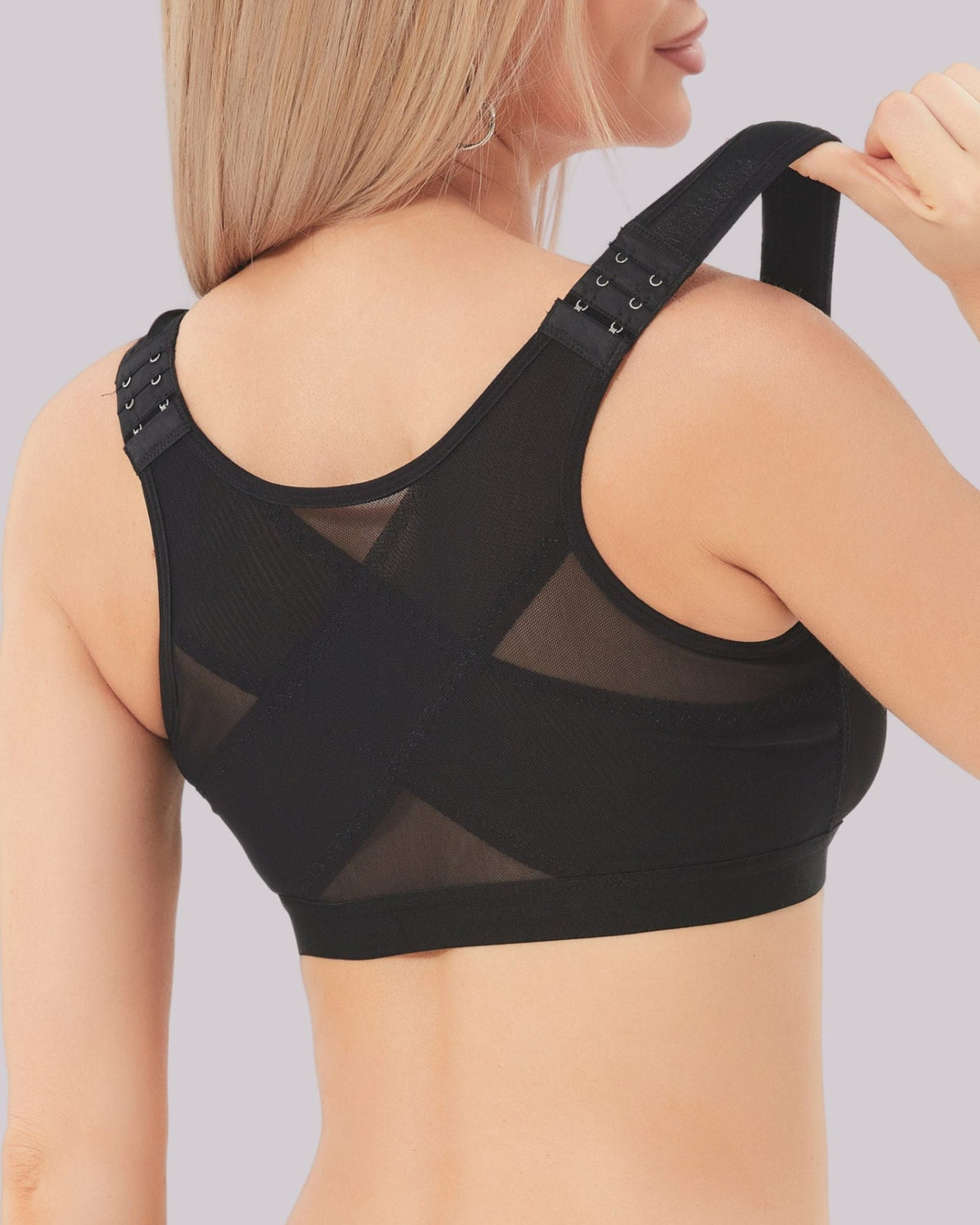 Reggiseno sollevante anti-slogamento con chiusura frontale