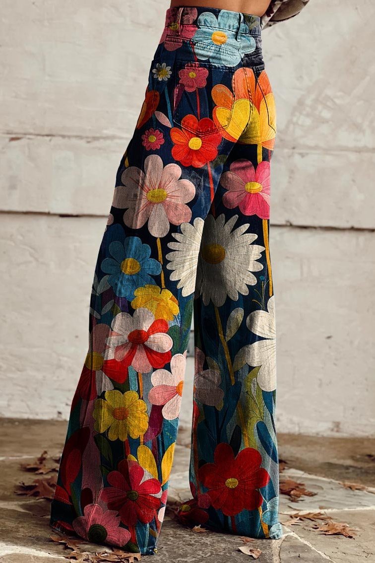 Pantalones boho vintage estampados de primavera
