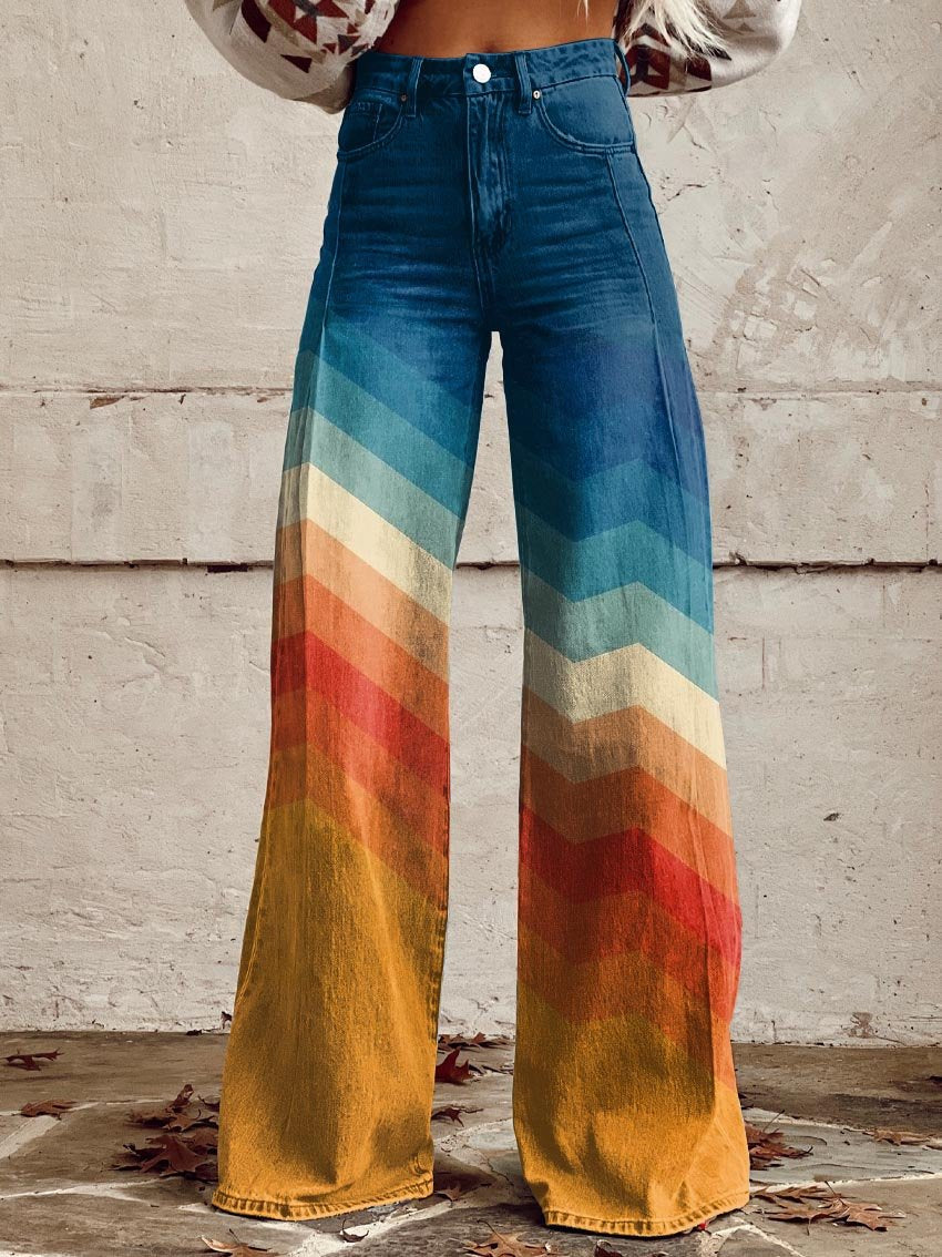 Pantaloni eleganti rétro con motivo a zigzag