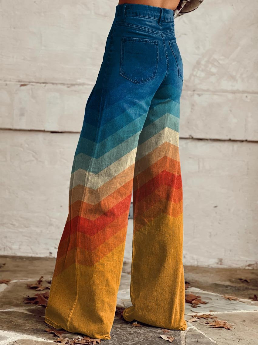 Pantaloni eleganti rétro con motivo a zigzag