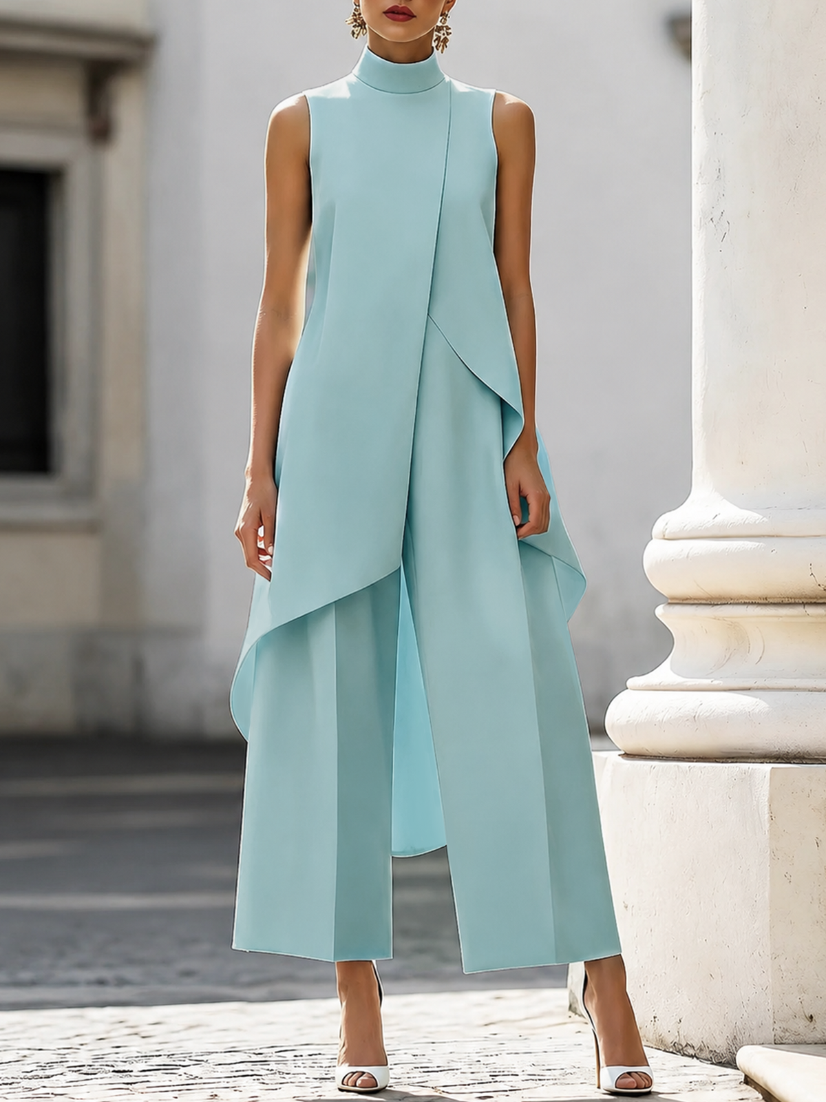 Conjunt de coll alt i pantalons palazzo