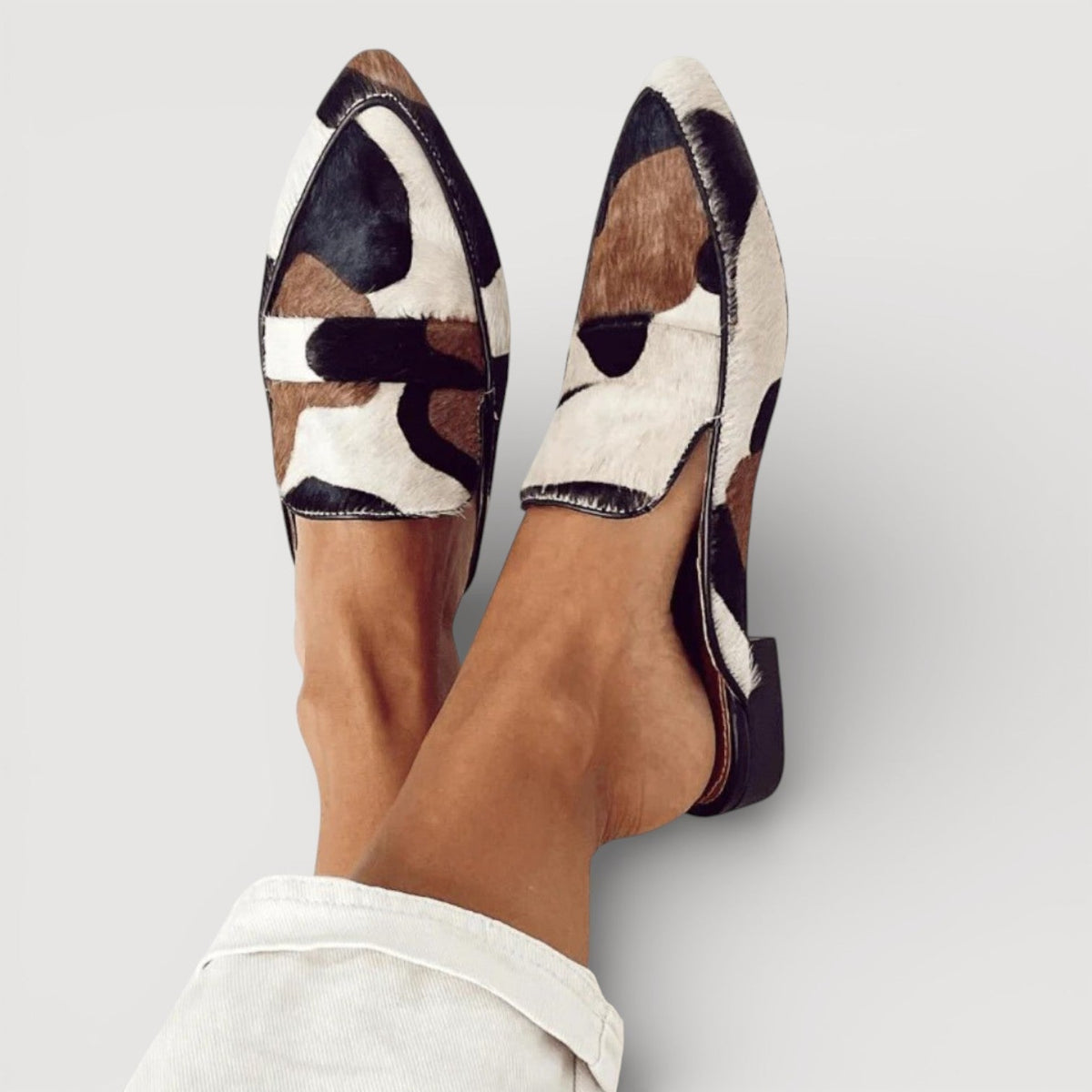Mocassins amb estampat de vaca
