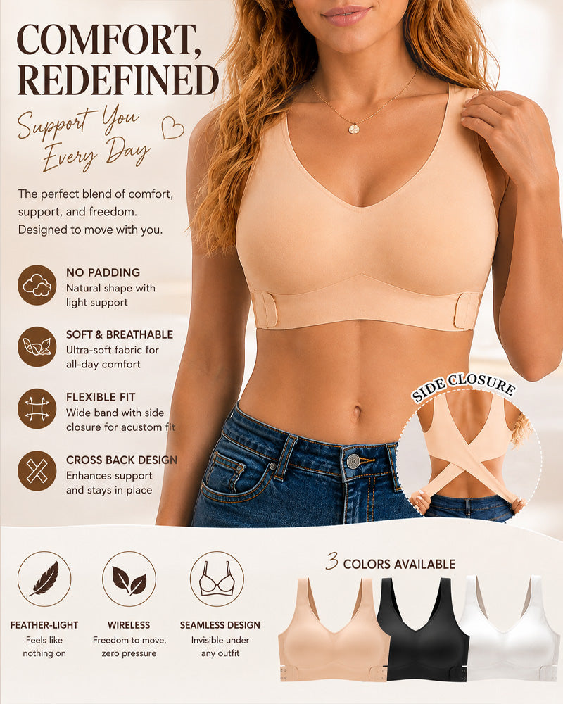 Soutien-gorge push-up à armatures, fermeture devant et dos nageur croisé