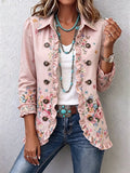 Chaqueta floral con volantes y botones
