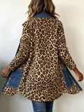 Giacca lunga leopardata con denim
